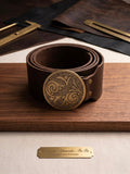 Faja Barroca Bronce - cuero chocolate hebilla barroca bronce envejecido